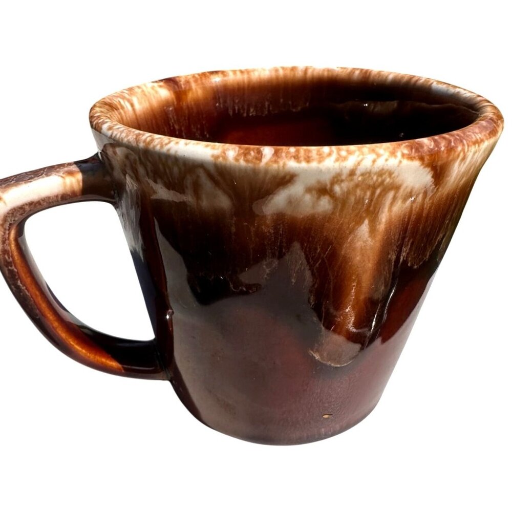 Hull Brown Drip Glaze Coffee Mug Mid-Century MCM USA Vtg Two